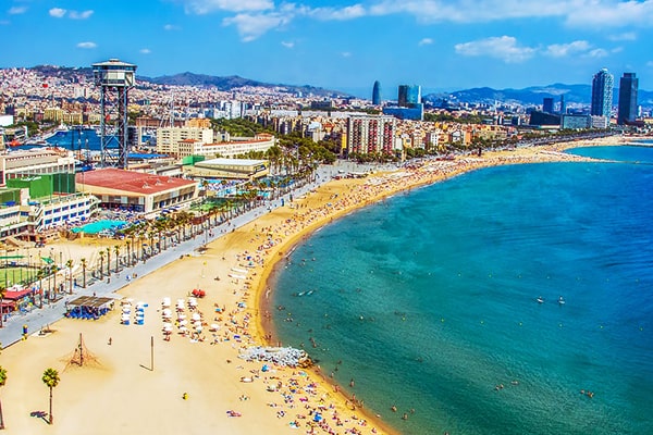 family friendly Barceloneta Beach with families