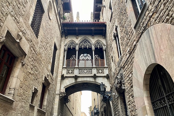 Colorful streets of El Born district in Barcelona