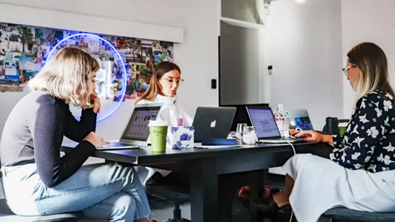 Social media marketing team working