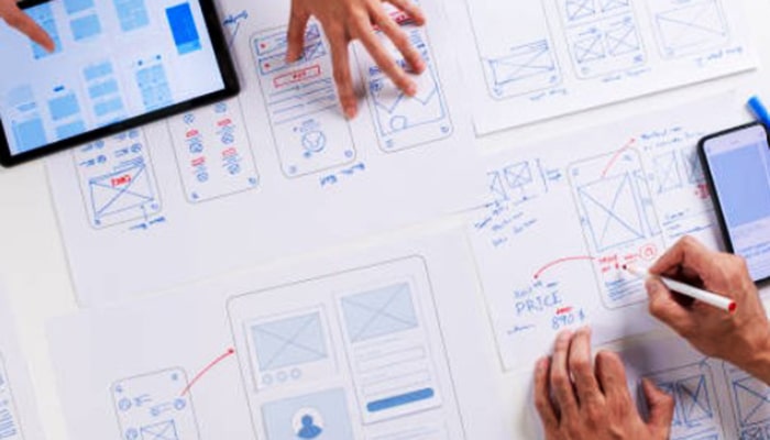 Web design concept with computer and code